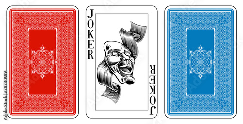 Bridge size Joker playing card plus reverse photo