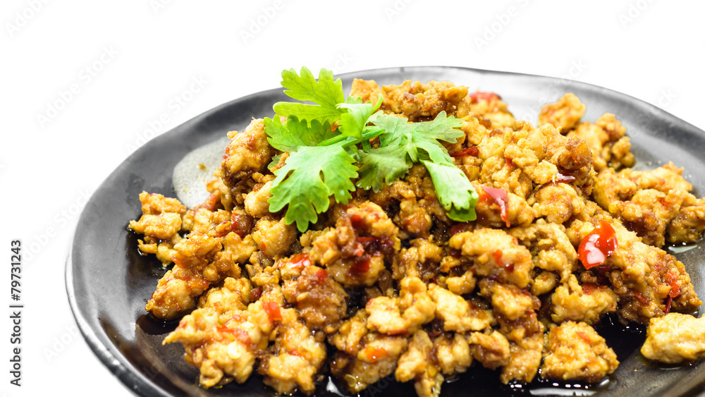 Fried pork with yellow curry paste Fried pork with yellow curry paste