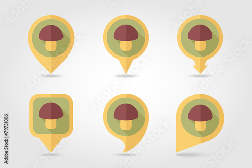 Free Download Mushroom mapping pins icons with long shadow - GFXLoad