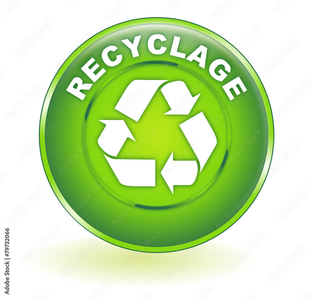 recyclage symbole sur bouton vert
