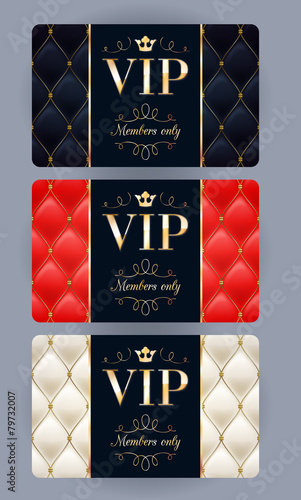 VIP cards with abstract quilted background.