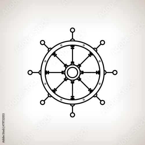 Silhouette ship's wheel on a light background