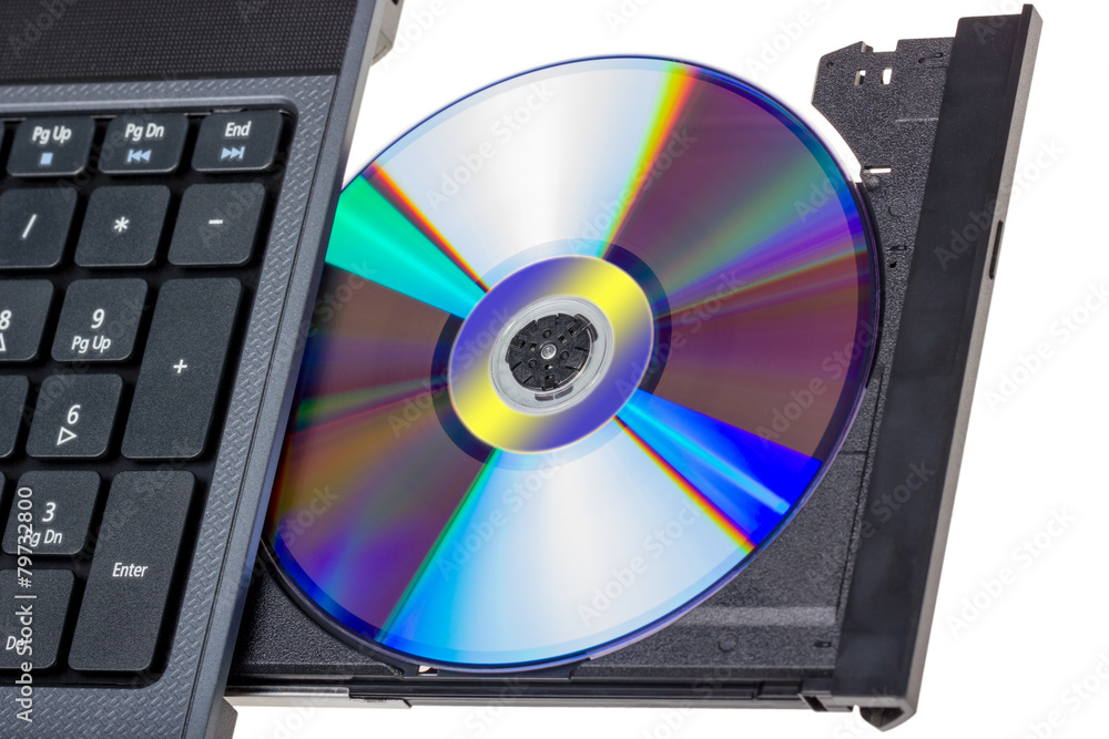 Electronic collection - Laptop with open DVD tray Electronic collection - Laptop with open DVD tray