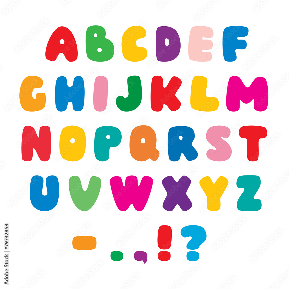 Color flat artistic alphabet font Color flat artistic alphabet font