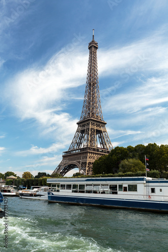 A view of a Seine river with Eiffel Tower in Paris. © wjarek