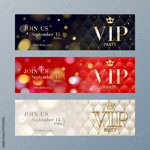Set of VIP party banners templates.