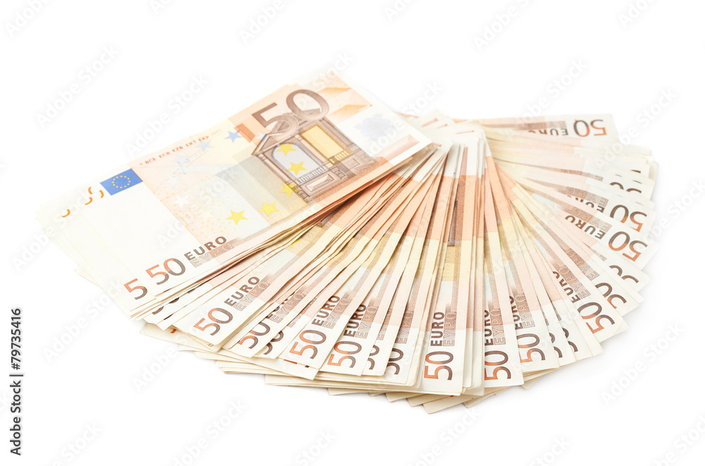 Multiple fifty euro bank notes Multiple fifty euro bank notes