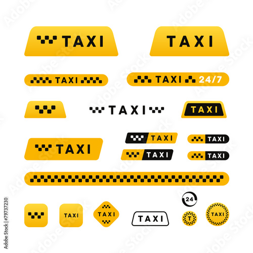 Taxi stylish set of logos icons and stickers