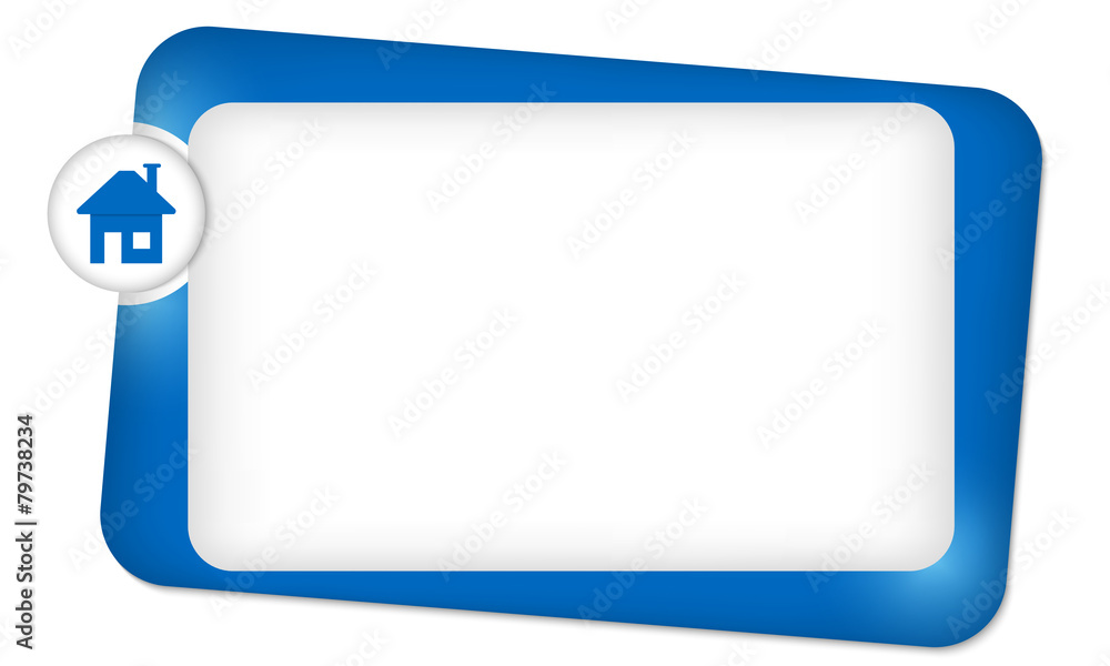 Blue frame for entering text and home symbol Blue frame for entering text and home symbol