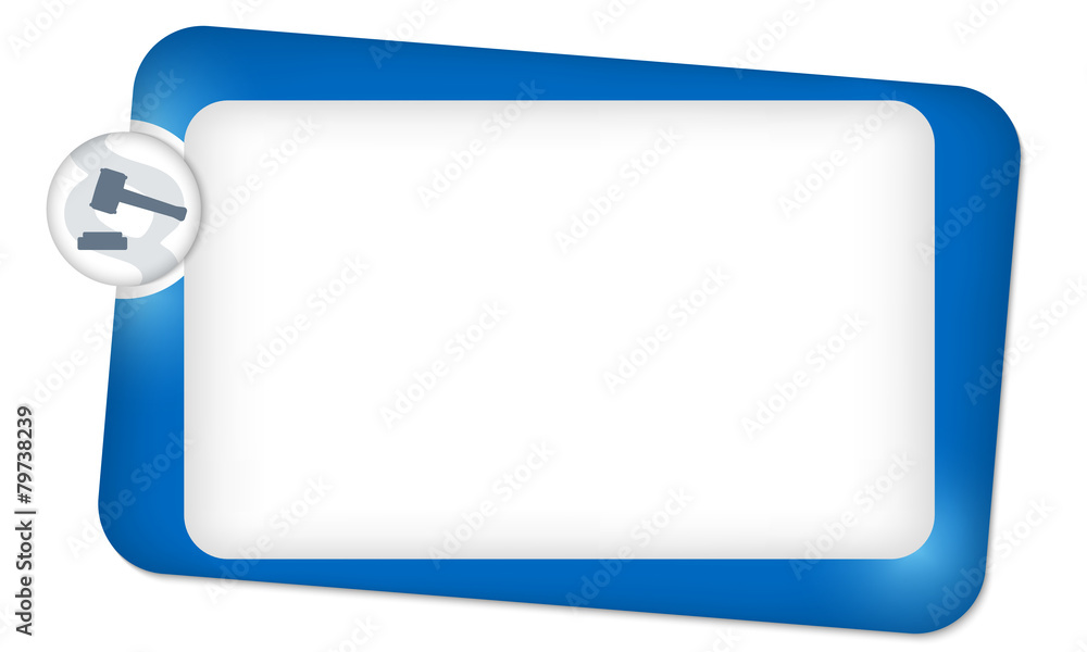 Blue frame for entering text and law symbol Blue frame for entering text and law symbol