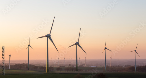 sundown on a wind farm