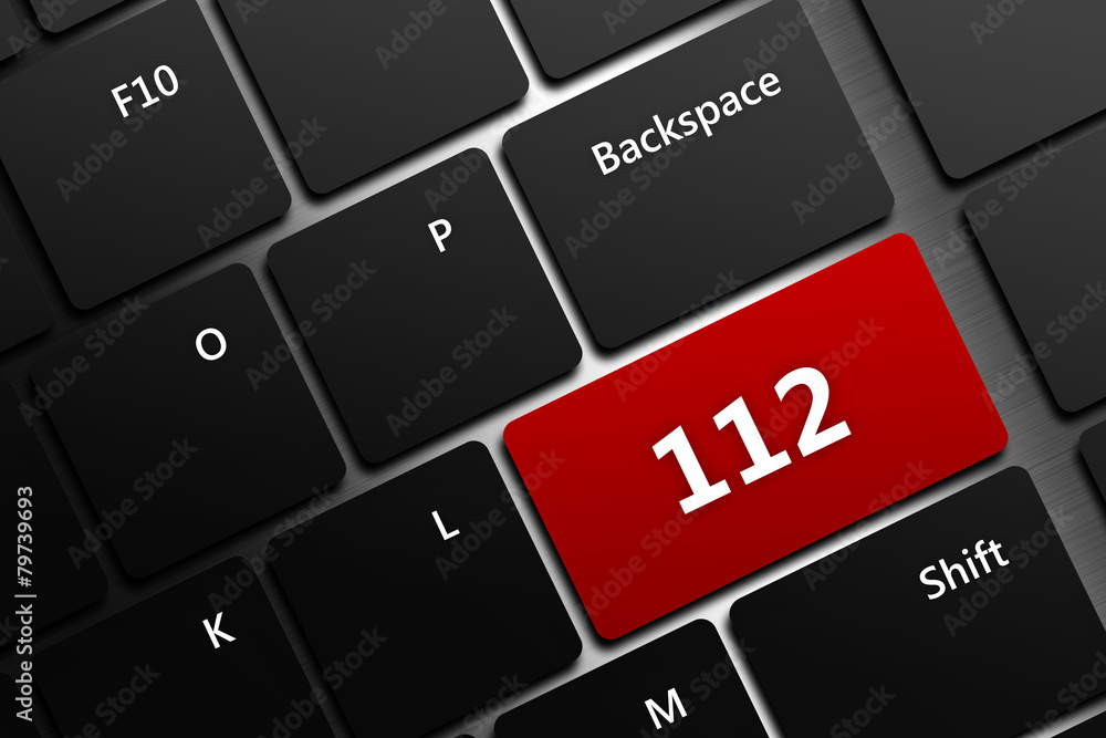 computer keyboard with emergency number 112