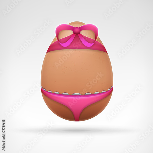 egg dressed in pink underwear with bow