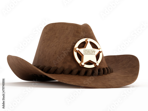 Cowboy hat with sheriff badge photo