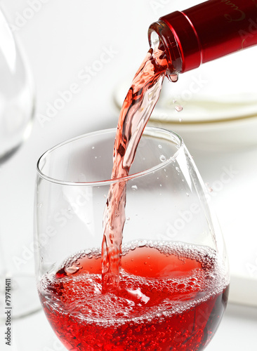 Serving rose wine photo