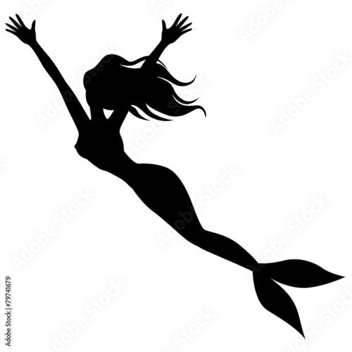Silhouette mermaid waving hands