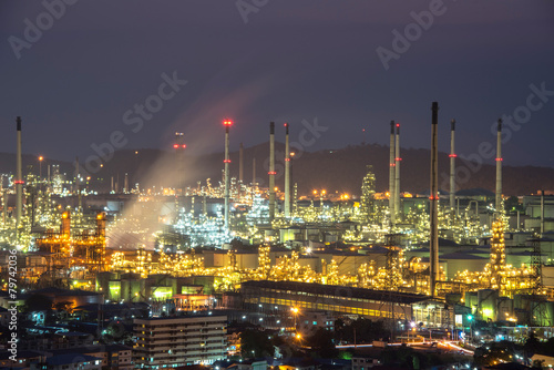 Oil refinery in the twilight sky