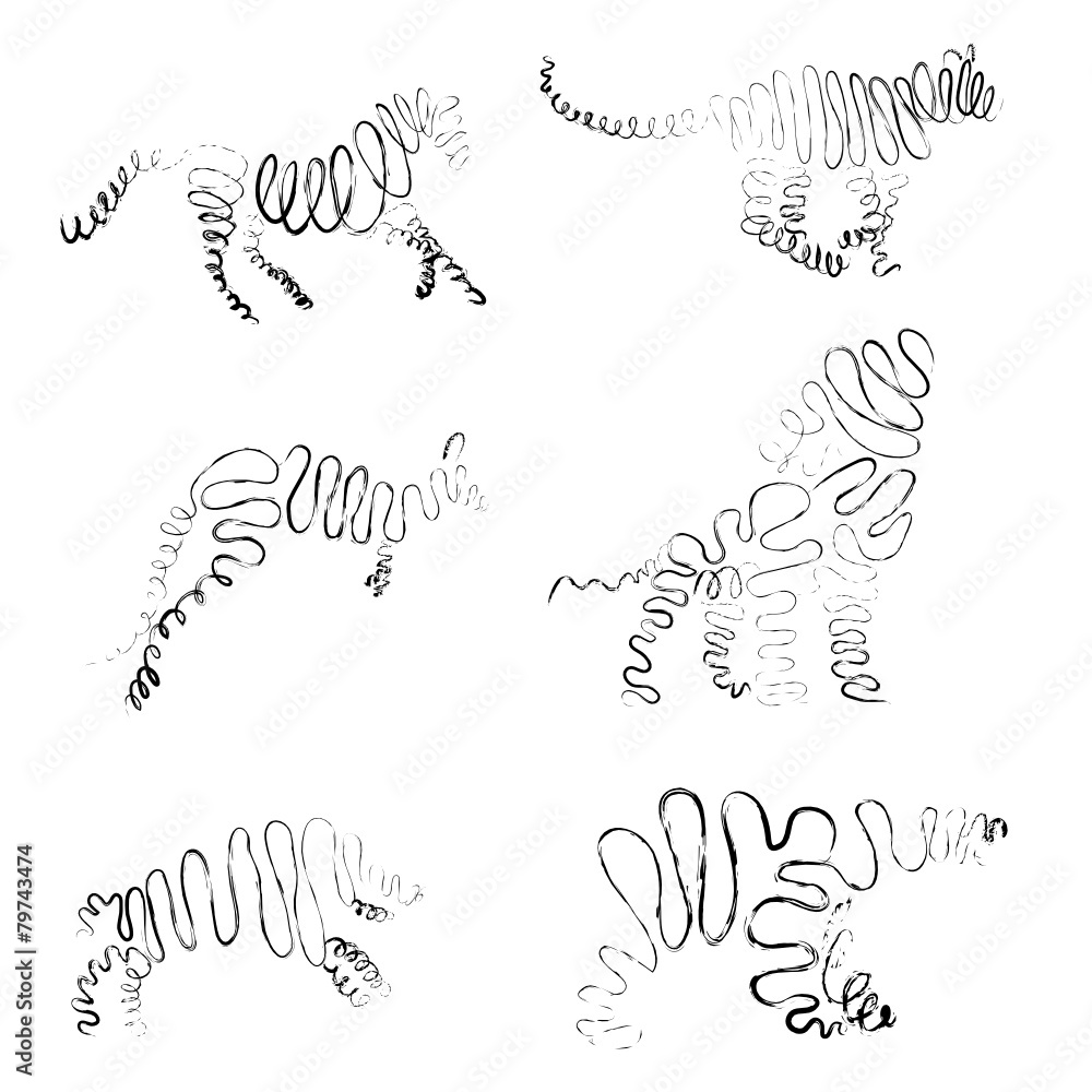 set of animals made from ribbon Vector illustration set of animals made from ribbon Vector illustration