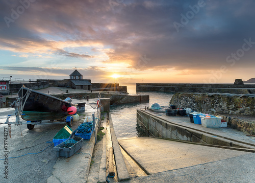 Sunrise at Charlestown a small historic fishing port in Cornwall