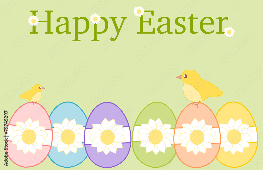 Easter eggs with flowers background Easter eggs with flowers background