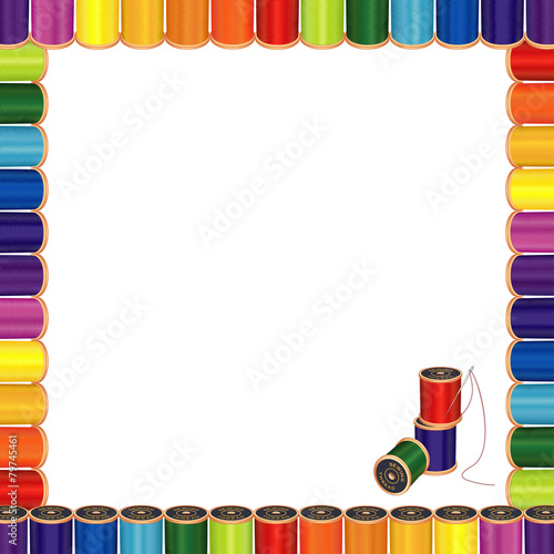 Sewing Needle, Spools of Thread Square Poster Frame