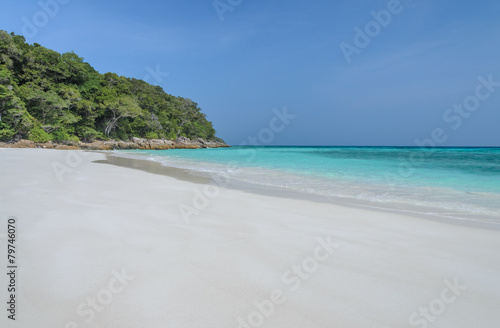 White sand beach and crystal sea water of Tachai Island, Thailan