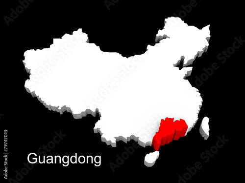 3d illustration province of china,focus on guangdong photo