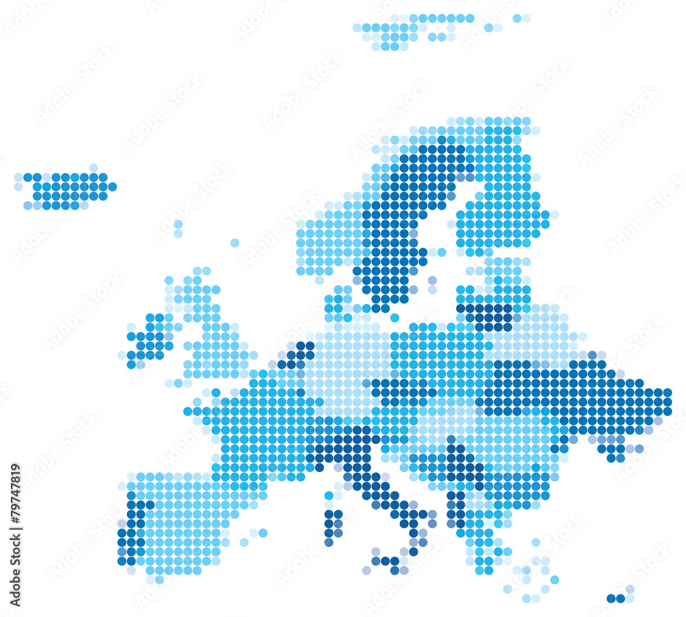 Naklejka premium Europa przerywana na niebiesko