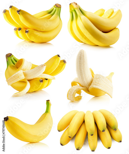 set of bananas isolated on the white background