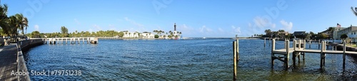 Panorama view of Florida ocean inlet with Lighthouse © Rexi Video