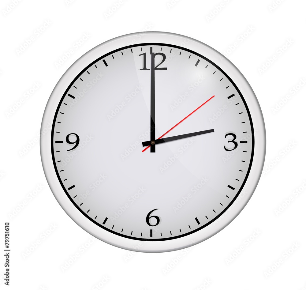 Icon of white clock with shadow. Vector illustration Icon of white clock with shadow. Vector illustration
