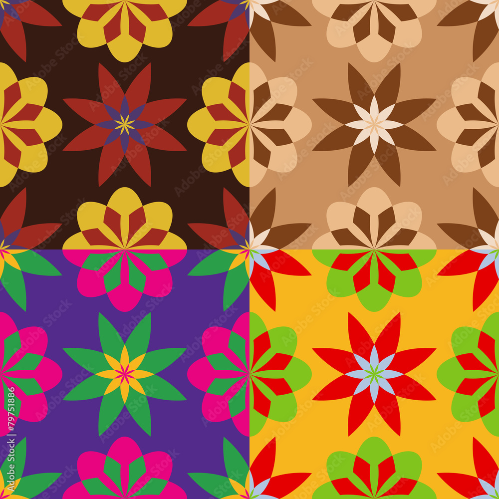 Set of seamless patterns of flowers Set of seamless patterns of flowers