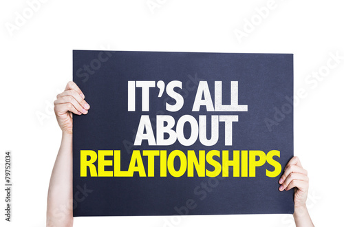 It's All About Relationships card isolated on white photo