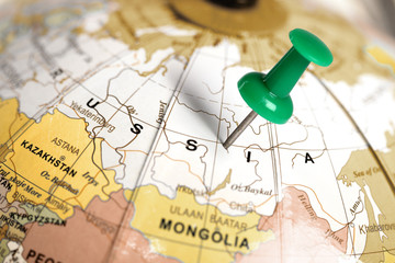 Location Russia. Green pin on the map.