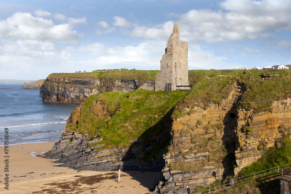 view of the  Ballybunion castle beach and cliffs