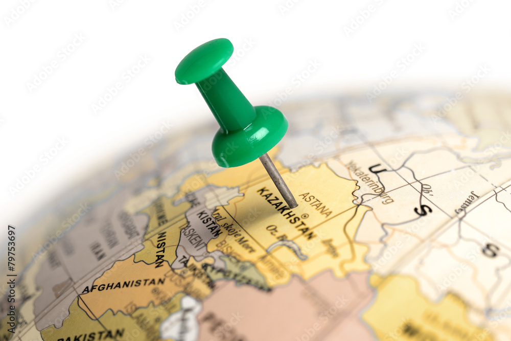 Location Kazakhstan. Green pin on the map. Location Kazakhstan. Green pin on the map.