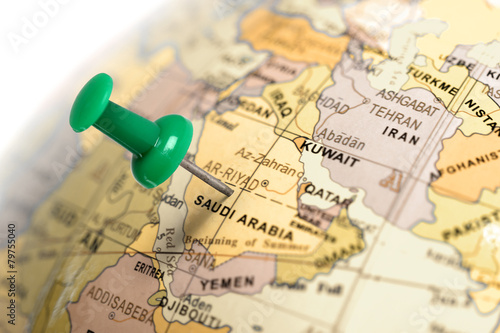 Location Saudi Arabia. Green pin on the map.