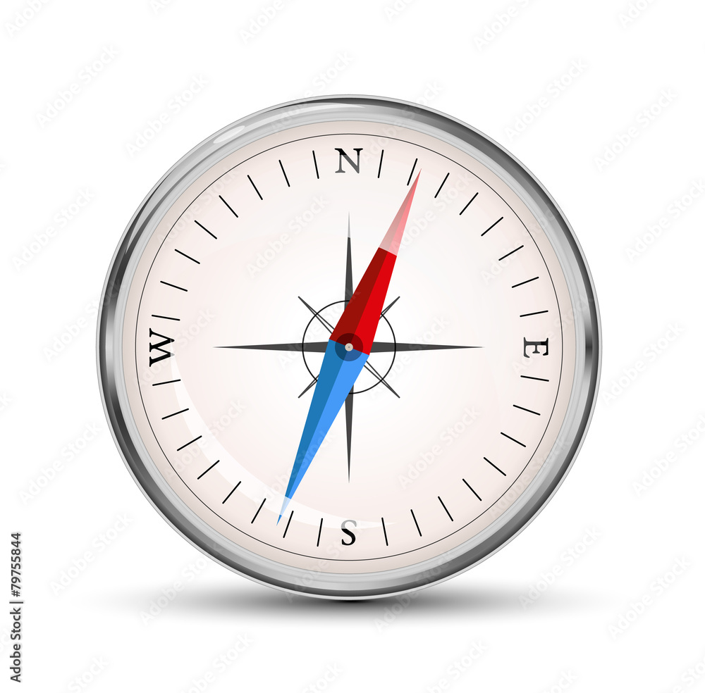 Glossy compass vector icon on white Glossy compass vector icon on white