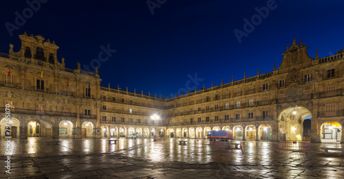 Evening view of Plaza Mayor in Salamanca. Spain