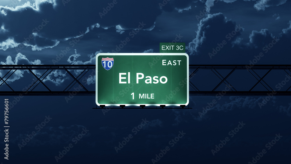 El Paso USA Interstate Highway Road Sign