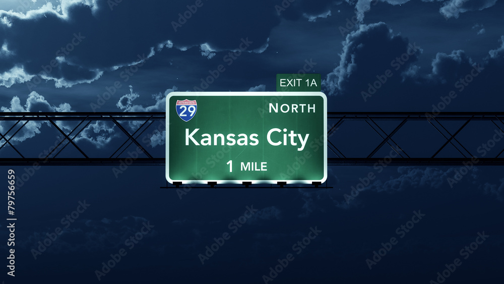 Kansas City USA Interstate Highway Road Sign