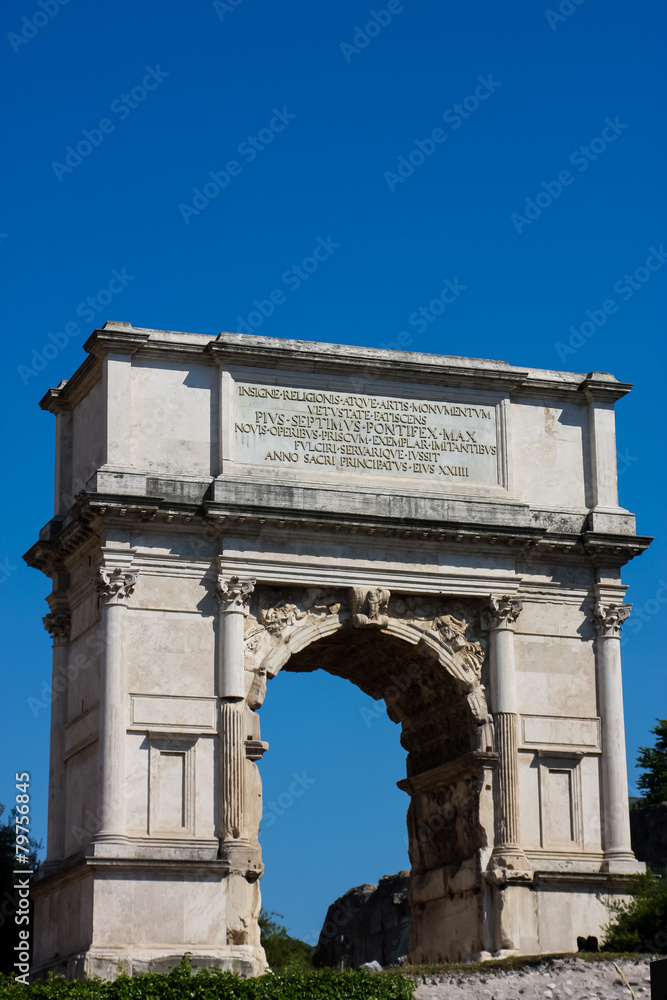 Triumphal arc at Roman Forum in Rome, Italy