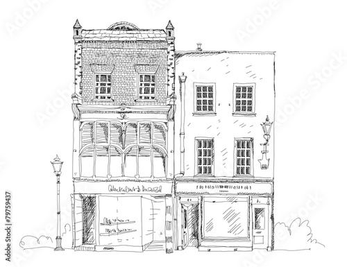 Fototapeta Bond street old houses with small shops. London