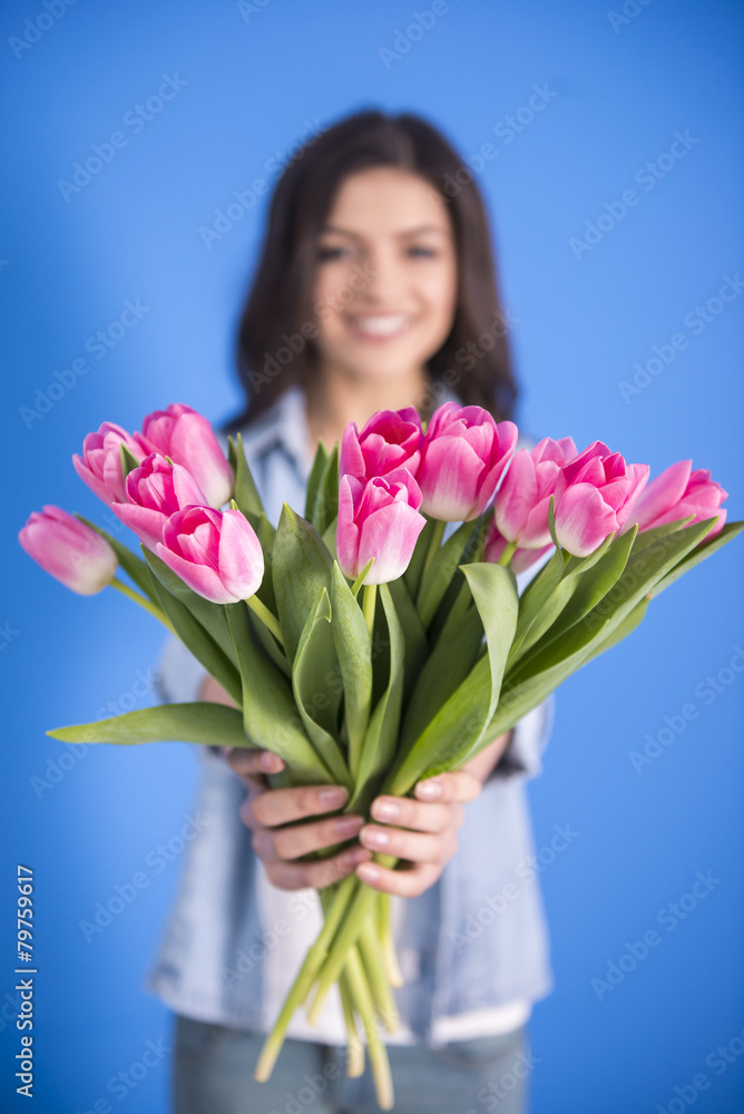 Girl with flowers Girl with flowers