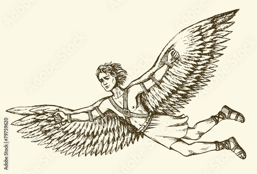 Icarus, character of ancient Greek legend. Vector drawing photo