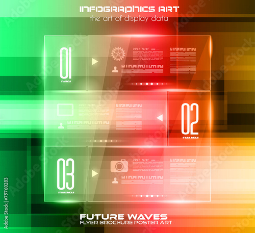 Infographic Layout with glass panels an high tech background