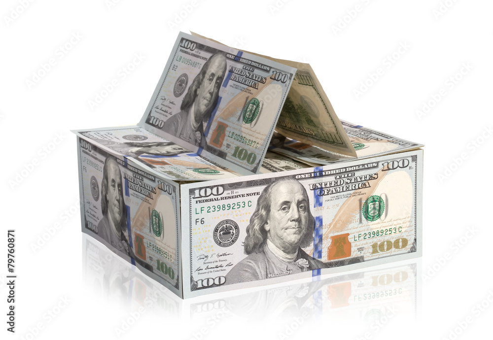 House of dollars. Isolated on white background House of dollars. Isolated on white background