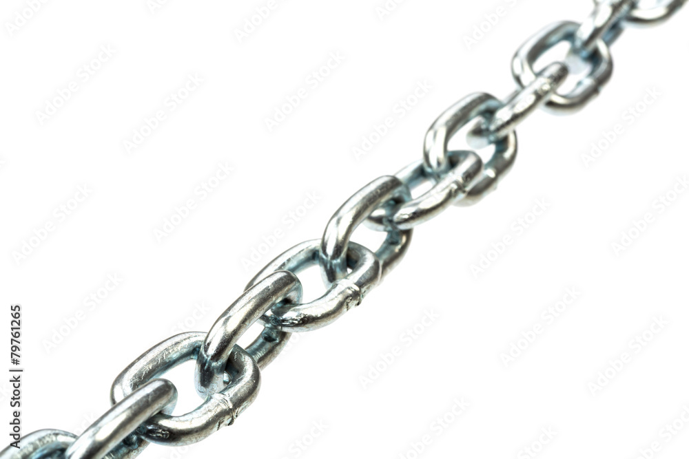 Steel chain on isolated  white bacground