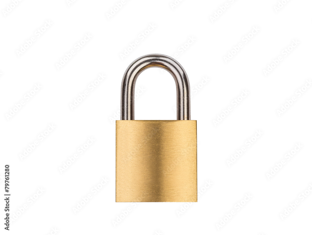 Gold metal padlock isolated on white background with clipping pa Gold metal padlock isolated on white background with clipping pa