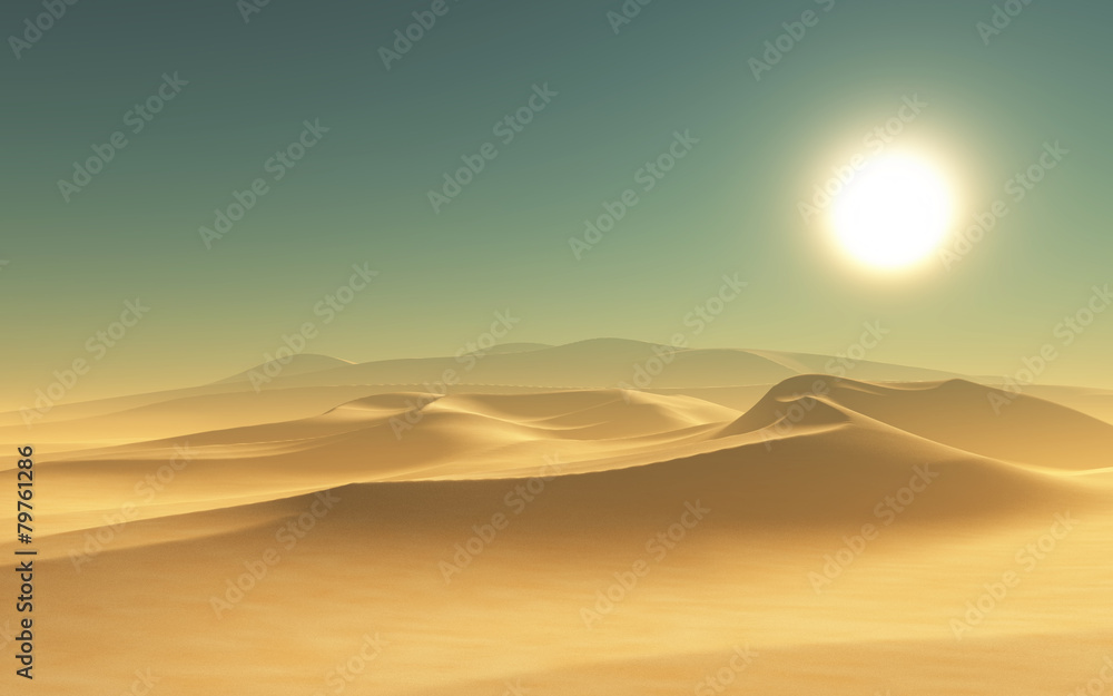 3D desert scene - obrazy, fototapety, plakaty 